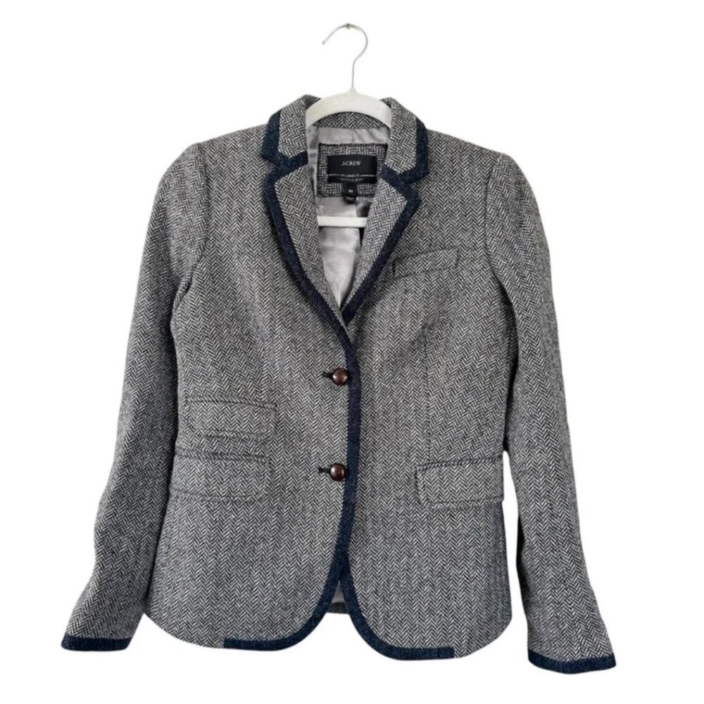 J. Crew Schoolboy Herringbone Tipped Blazer